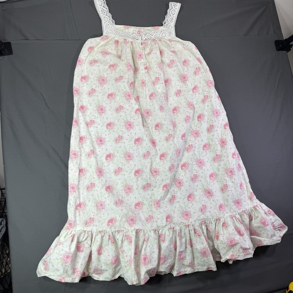 VTG Victoria's Secret Gold Label Cotton Floral Nightgown Cottagecore Prairie S - Picture 3 of 7